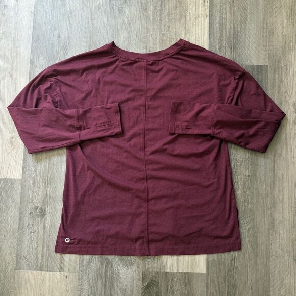 RBX Wine V Neck Thumbhole Top Soft Medium Loose Fit - Picture 5 of 9